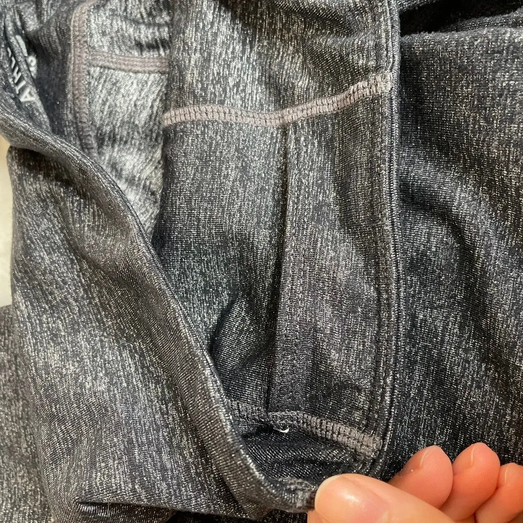 ATHLETA Silver‎ Heather Metallic Grey Yoga Legging Pants Extra Small Pocket - Image 4