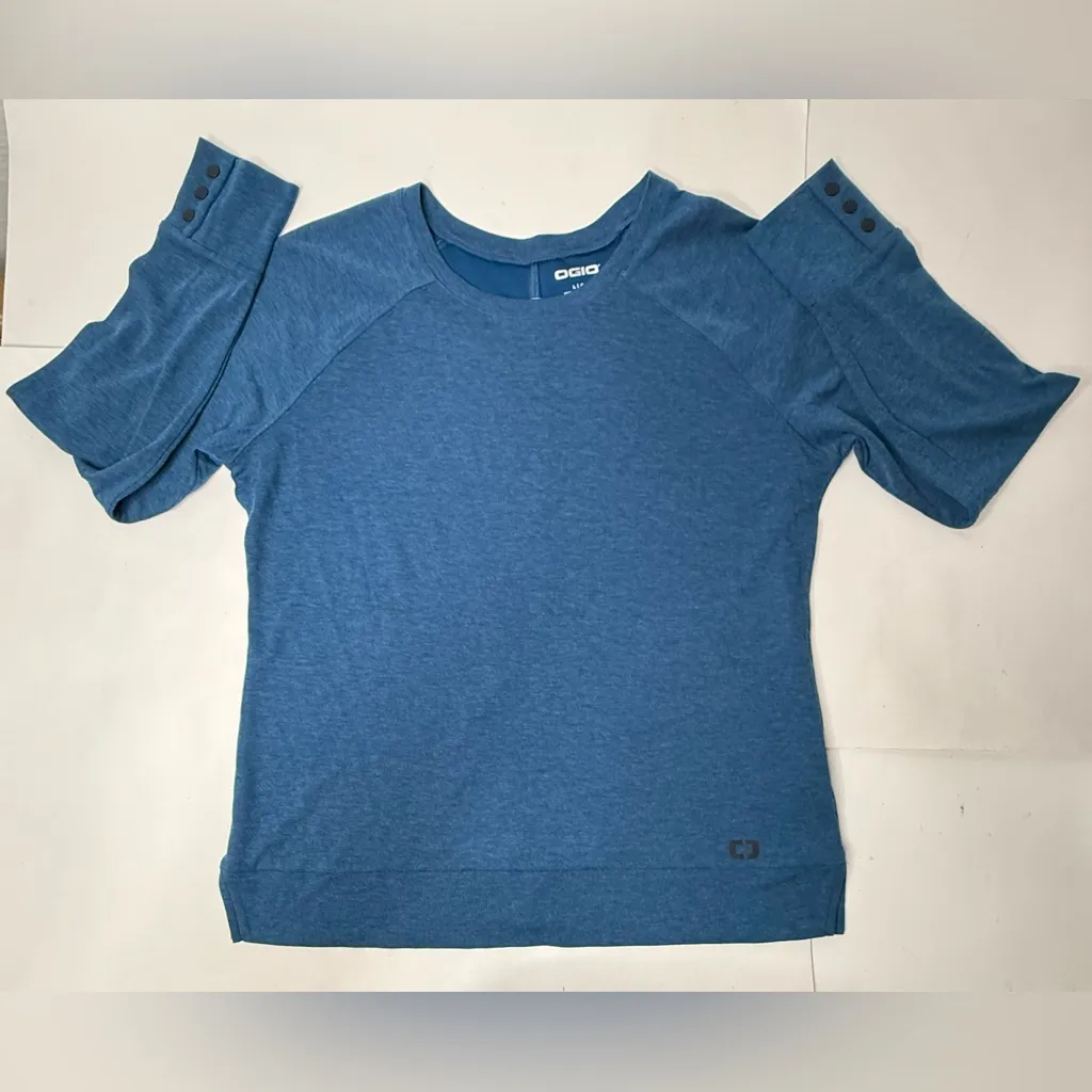 OGIO Long Sleeve Shirt Women’s Size‎ Large Blue Polyester Wool Blend Thin Soft - Image 14