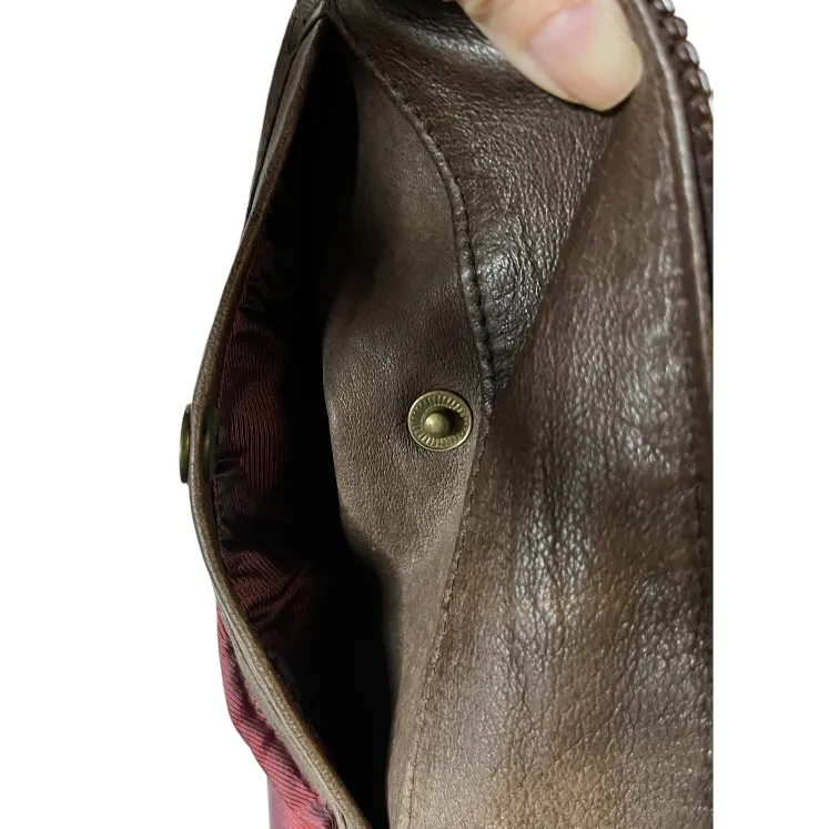 Wild Cats Pelsnoer Denmark Women Brown Leather Plaid Lining Hooded Jacket Coat L Size L - Image 16