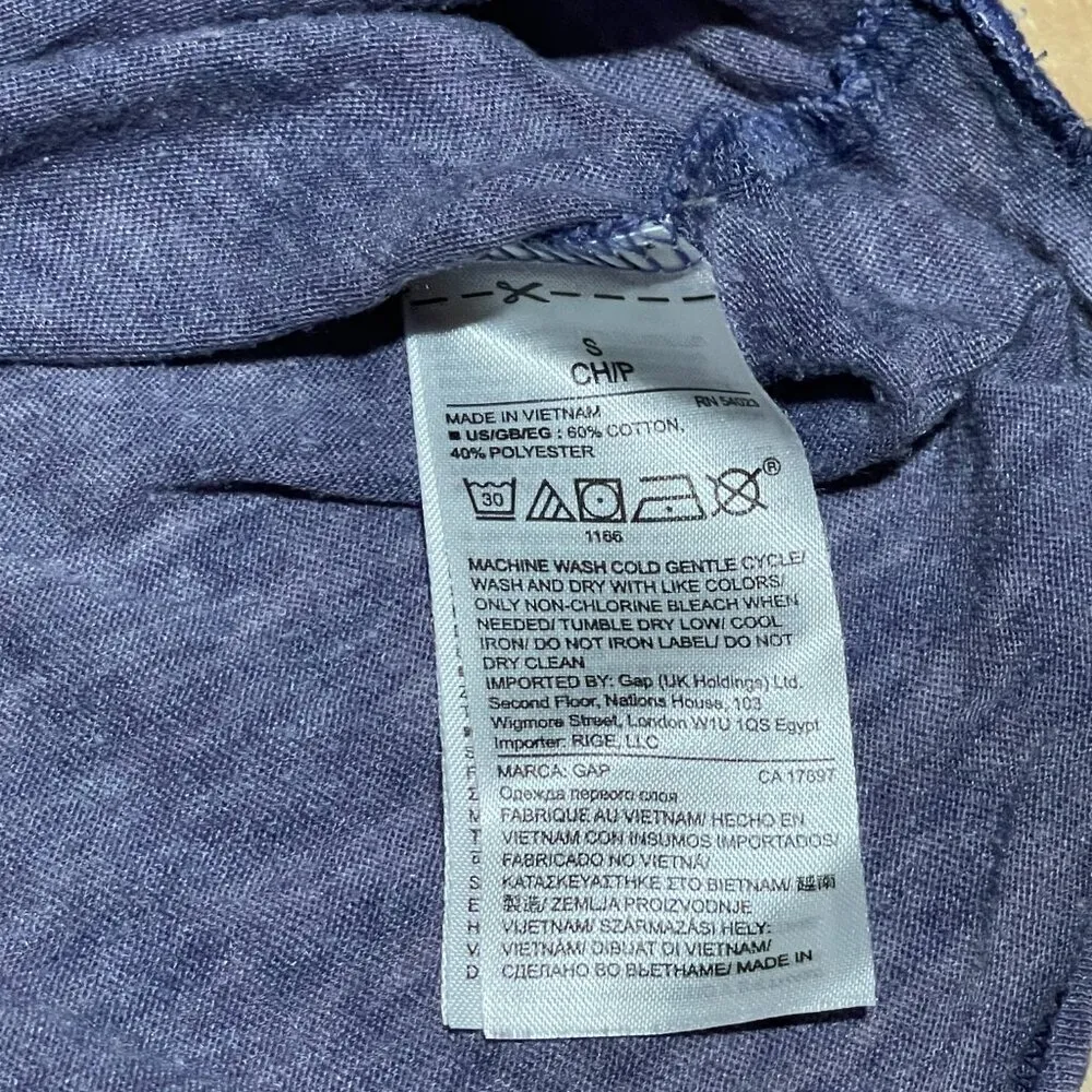 Gap Long Sleeve V-Neck Relaxed Loose Fit Blouse Women's‎ Size Small Blue - Image 3