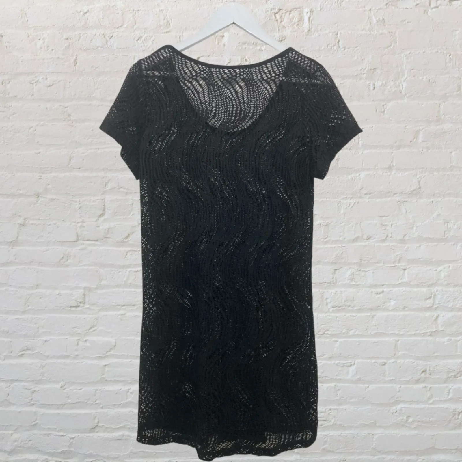 Alexa & Stella Black Crochet Mesh Swim Cover - Image 4