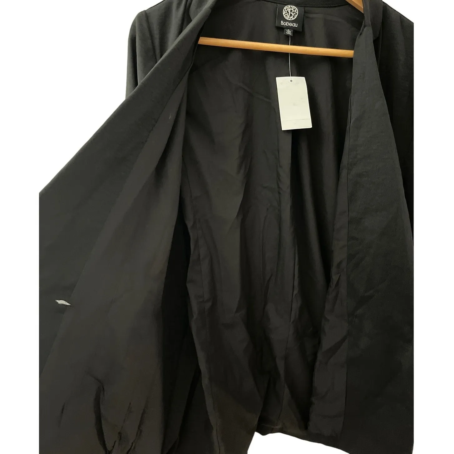 Bobeau Solid Black Long Length Front‎ Pockets Double Breasted Blazer Size Large - Image 5