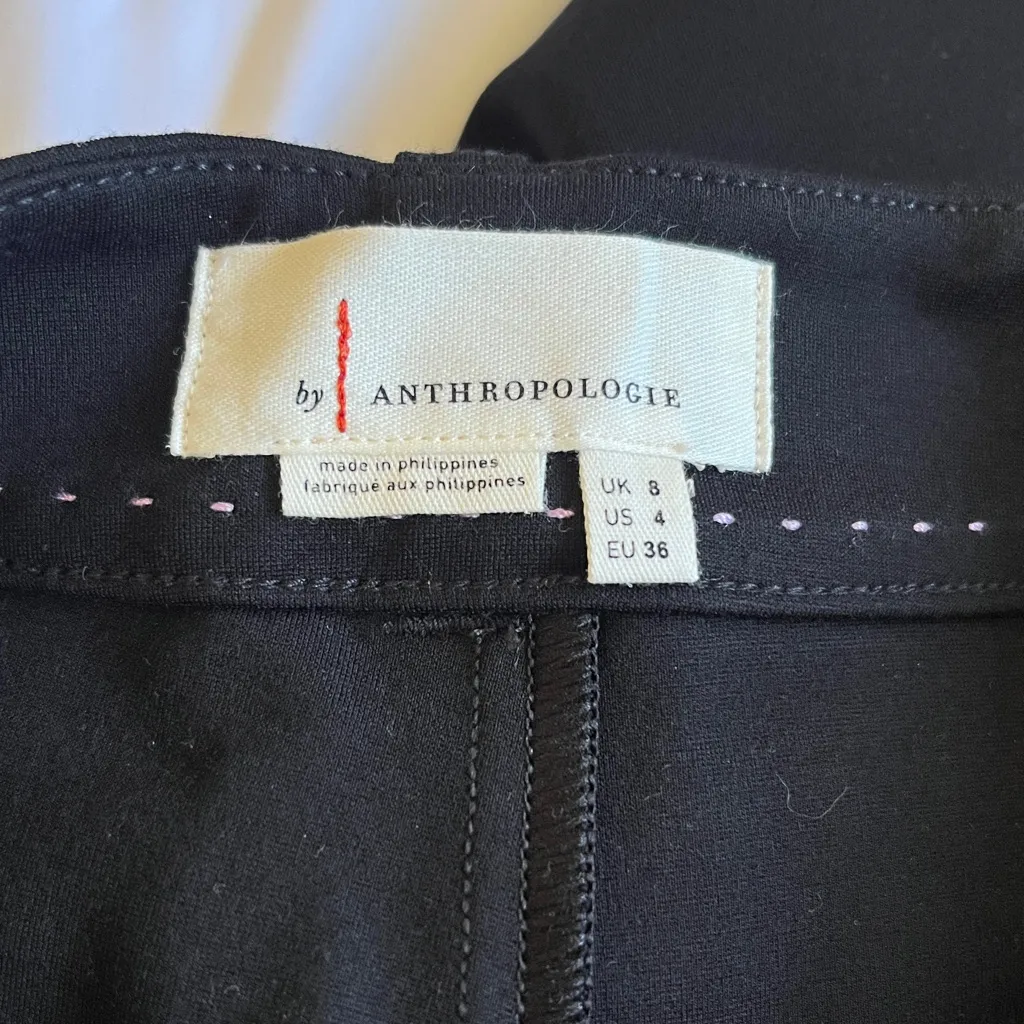 Anthropologie high rise wide eg cropped front pocket black trousers size 4 - Image 4