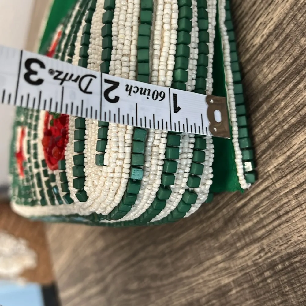 Handcrafted In India | Beaded Tomato Bag Green - Image 12