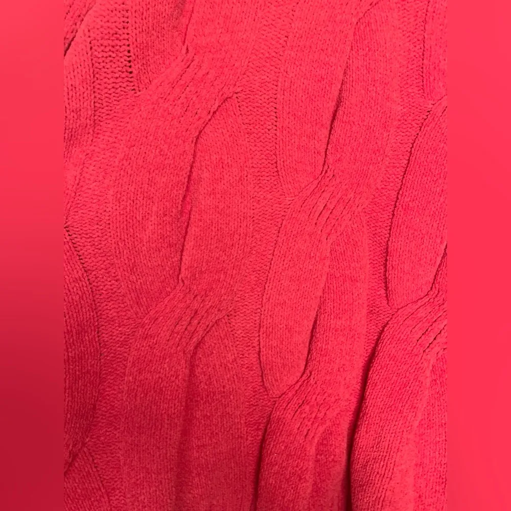 J. Jill Red Oversized Slouchy Cable Knit Chunky Chenille Sweater Size XL - Image 6