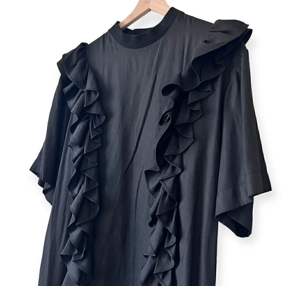 J KOO Black Ruffle Elongated Tee T - Image 13