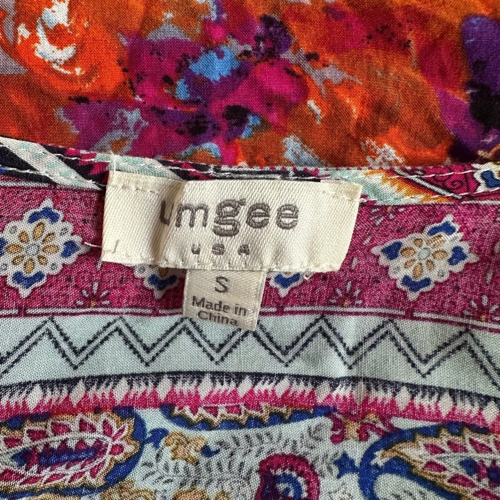 Umgee Babydoll Tunic Dress Floral Peasant Purple Garden Boho Indie Featival - Image 3