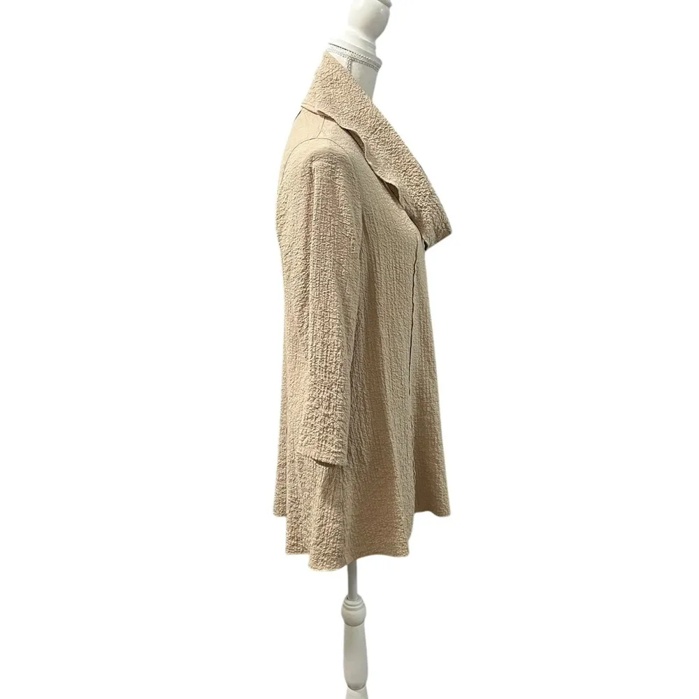 Ali Miles Camel Oatmeal Textured Gauze Cowl Neck Lightweight Tunic Sweater M Tan Size M - Image 5