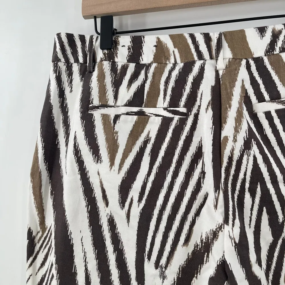 CHICO'S Pants Size 8 So Slimming Cropped Crop Animal Print Zebra Cuffed Brown - Image 8