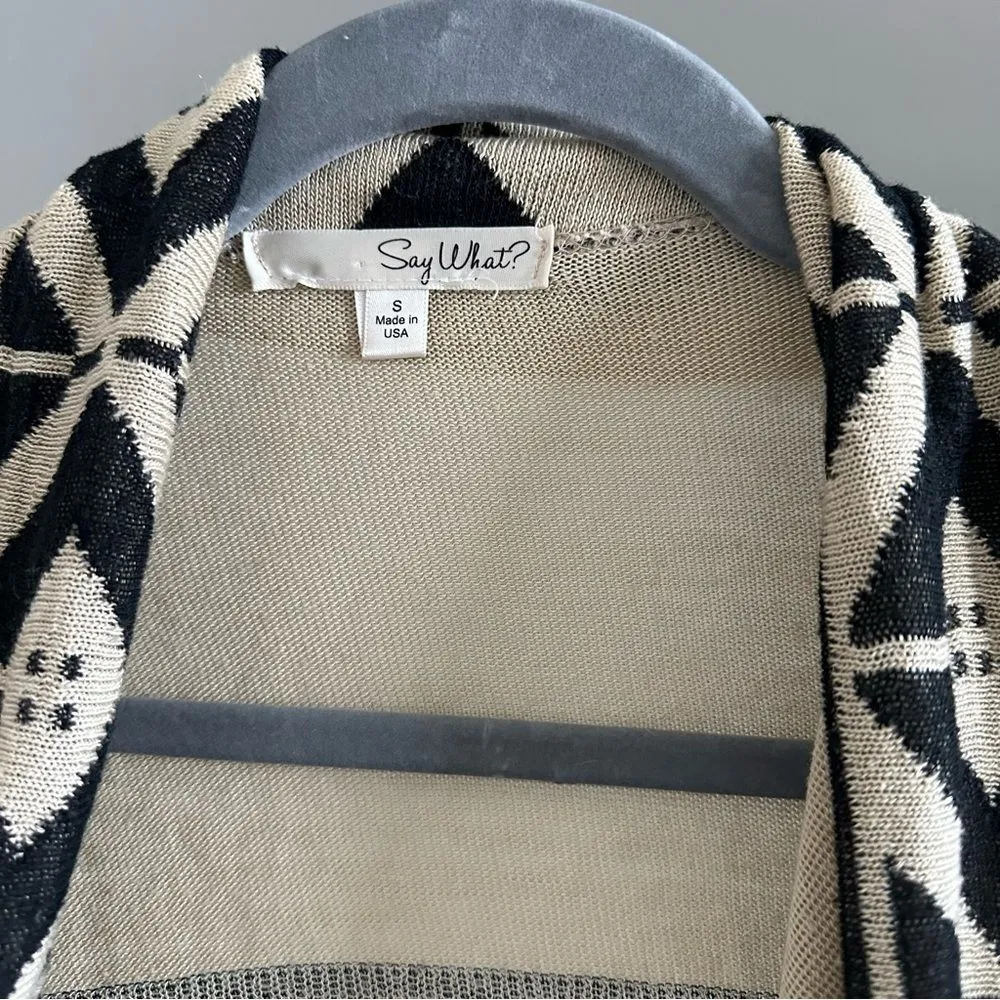 Say What Tan Southwestern Open Front Lagenlook Boho Cardigan Lightweight Sweater - Image 5