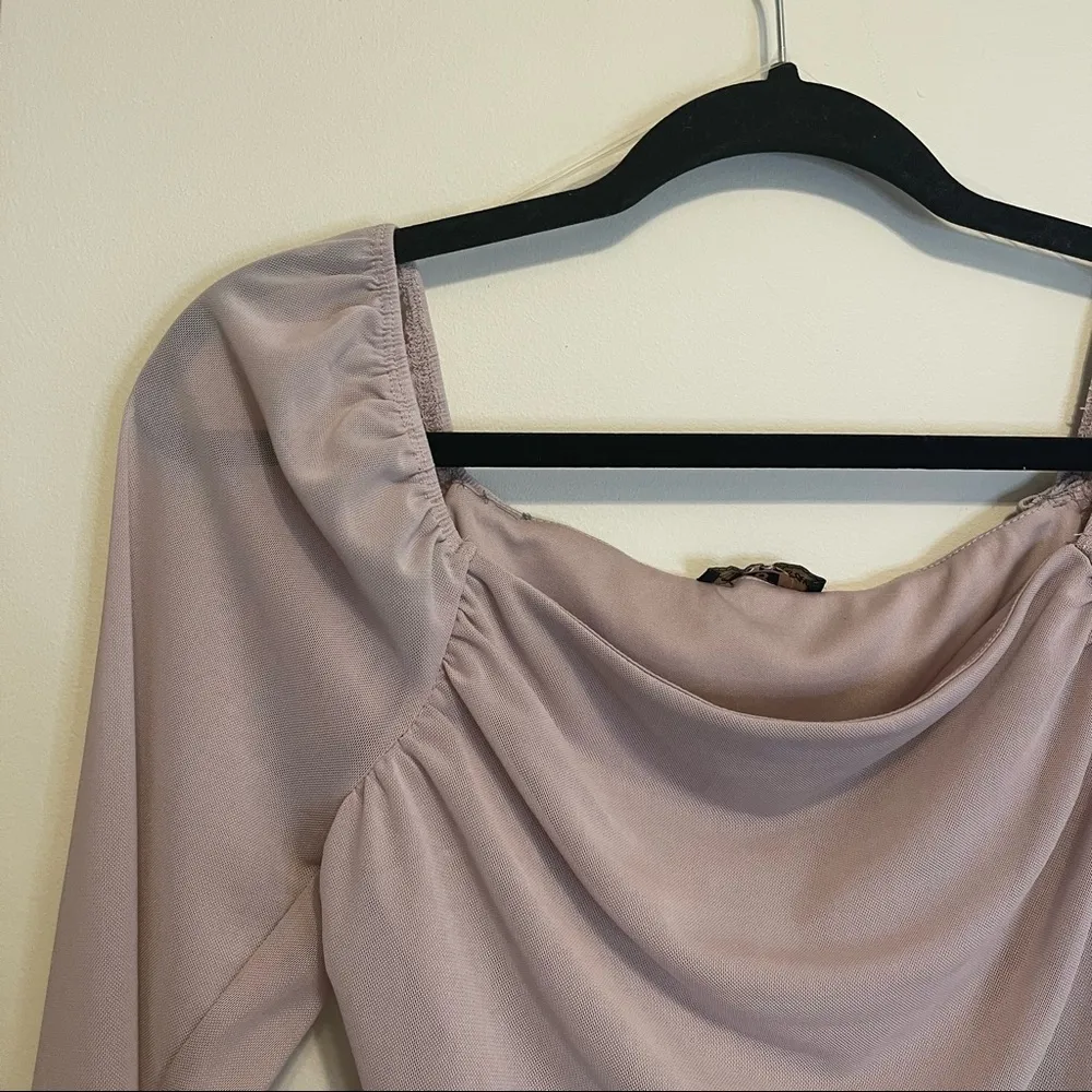 Shine Star Ruched Bodycon Long Sleeve Two Piece Set Size Medium in Light Taupe - Image 3