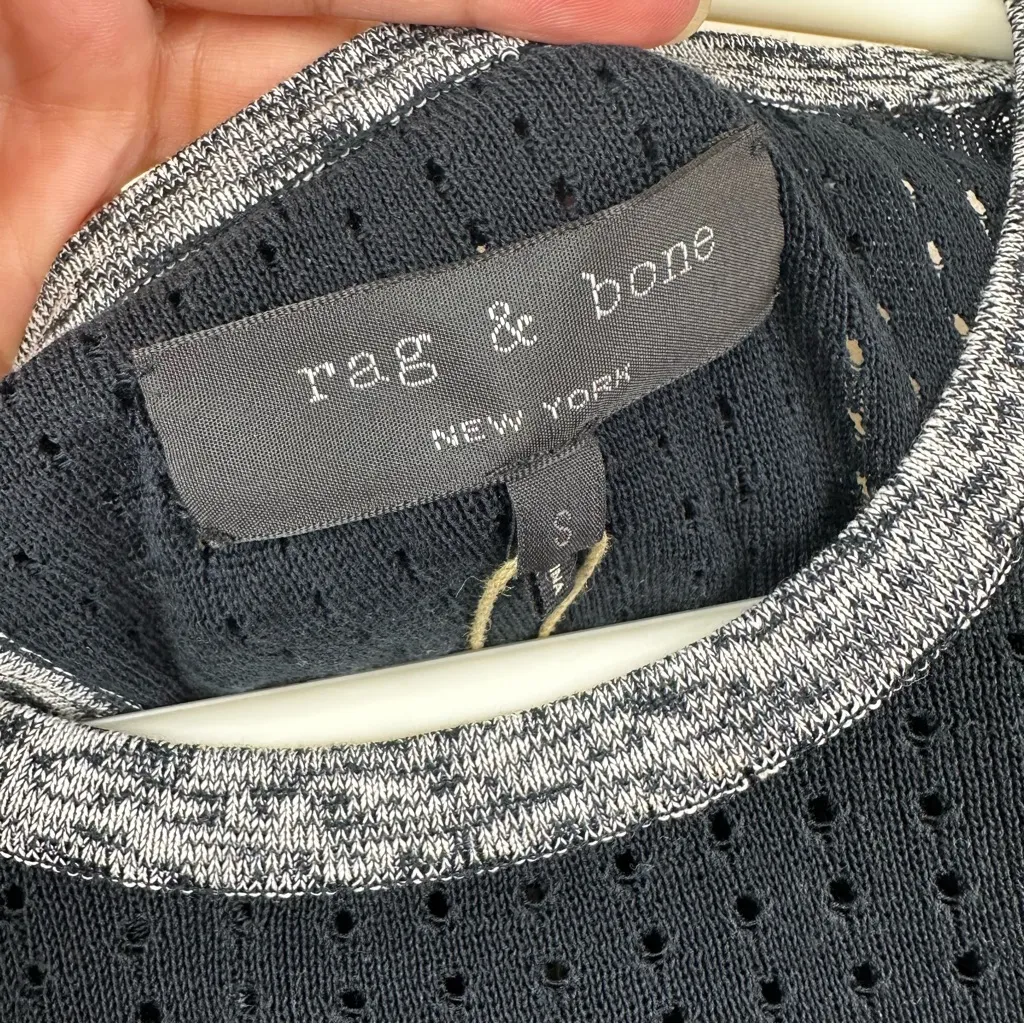 NEW Rag & Bone Arianna Pullover Sweater Womens S Perforated Split Back Cotton - Image 6