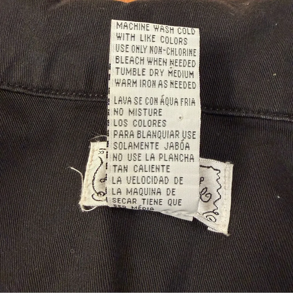 Live A Little Black Fringe Raw Hem Cotton Blend Stretchy Denim Jacket Large - Image 6