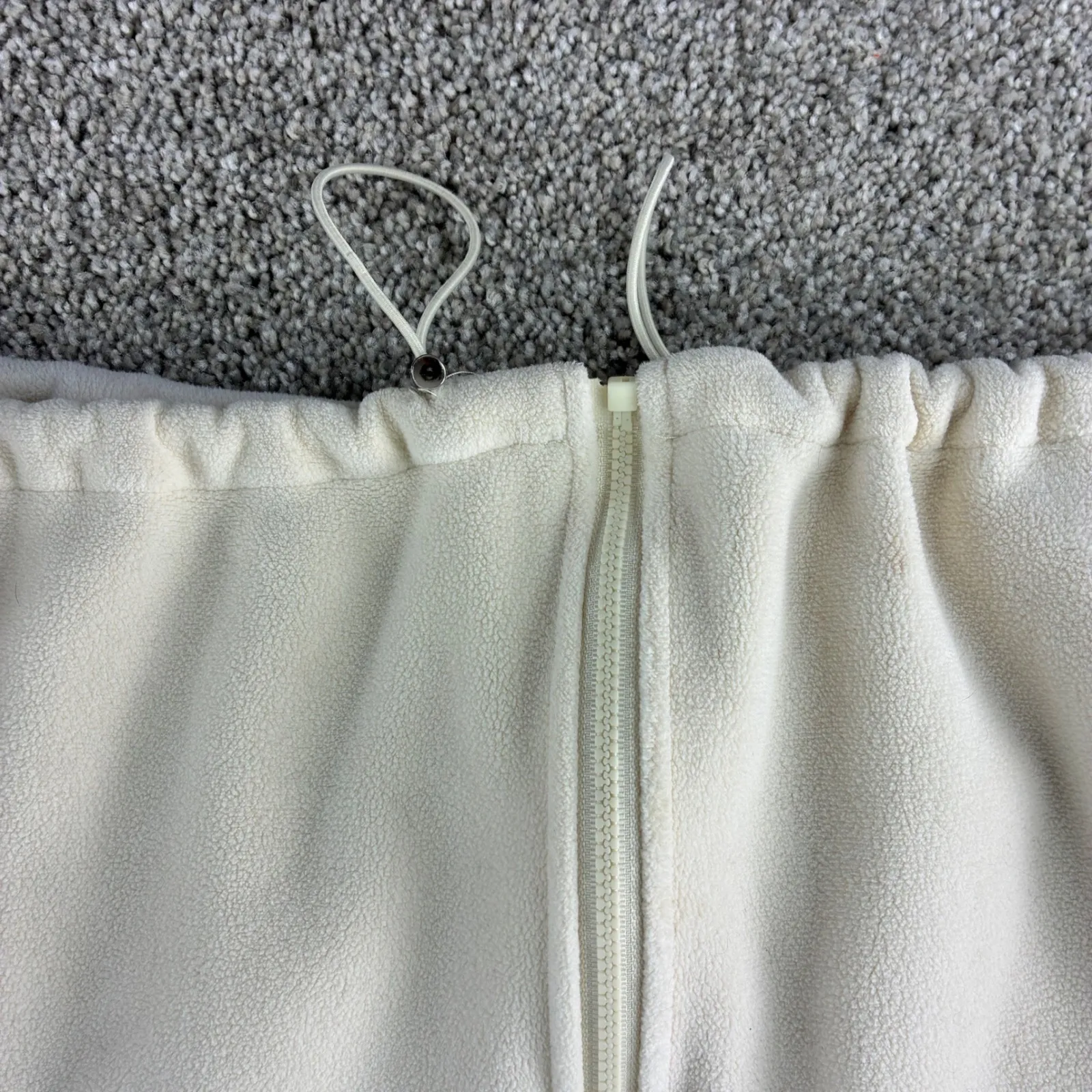 Qinsen‎ Fleece Cropped Jacket Pullover Women's Size Small Cream Y2K Drawstring Tan - Image 8