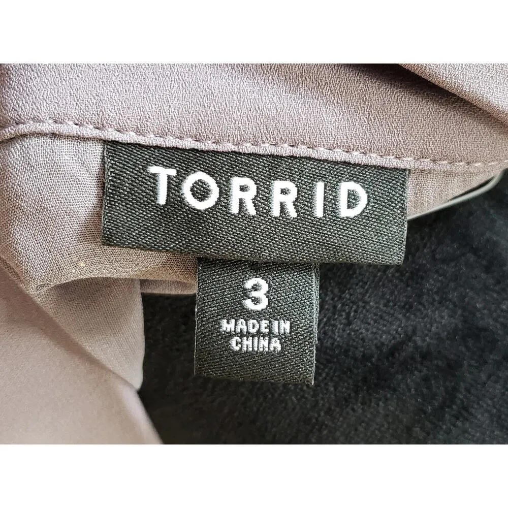 Torrid Button Down Shirt Women's 3X Gray Sequin Stretch Collared Long Sleeve - Image 2