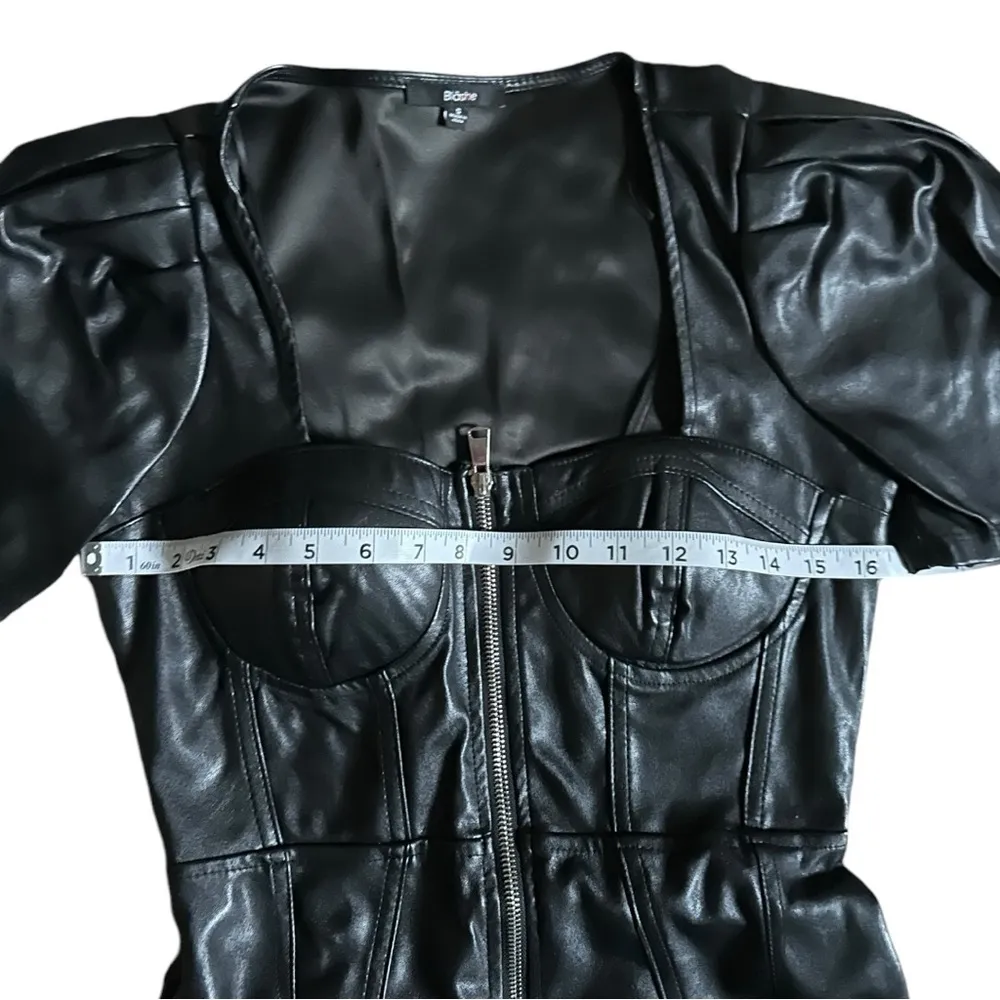 Blashe Womens Size Small Black Leather Mini Dress - Image 9