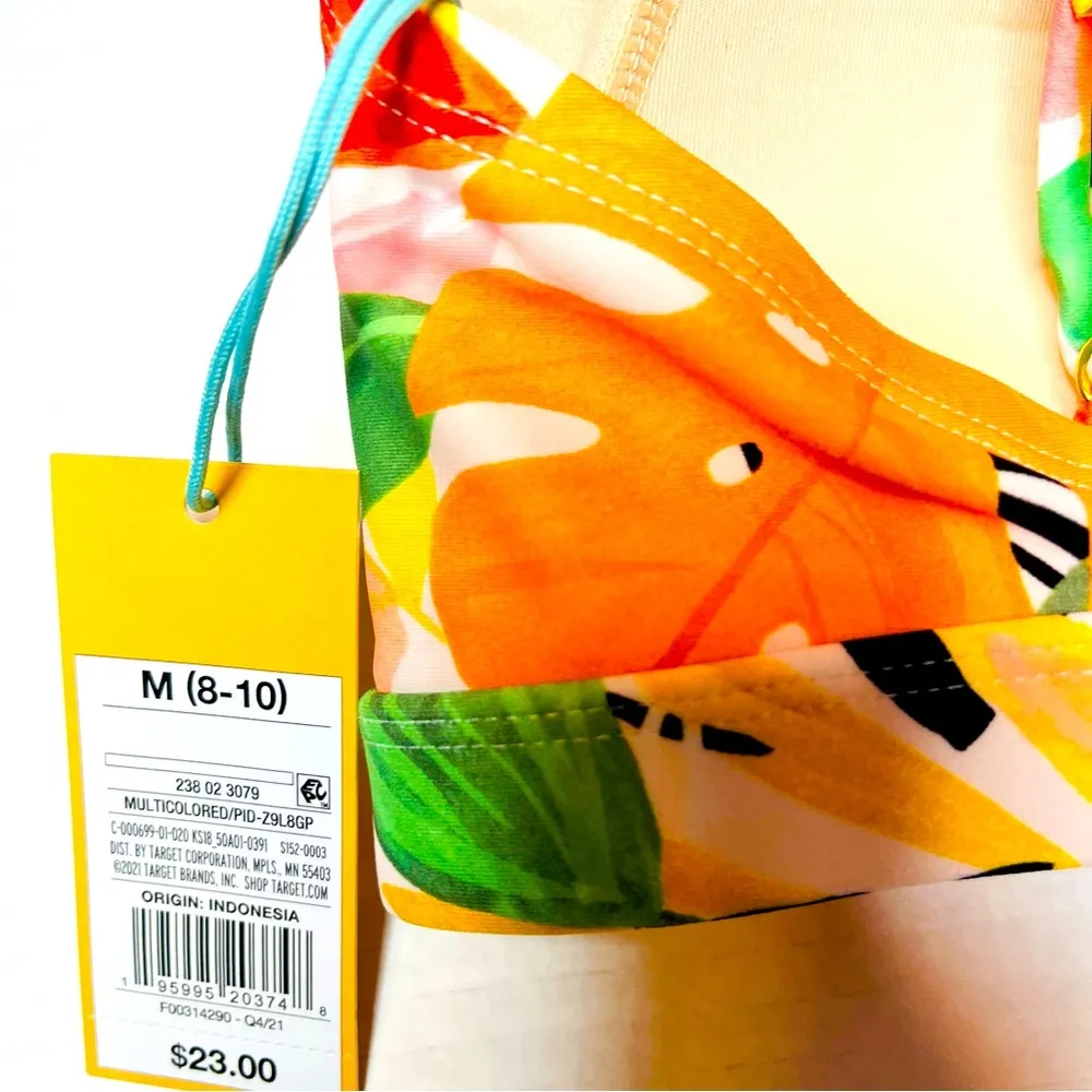 Kona Sol Leaf Pattern V Neck Knot Bralette Style Bikini Top Size M (8-10) New! - Image 6