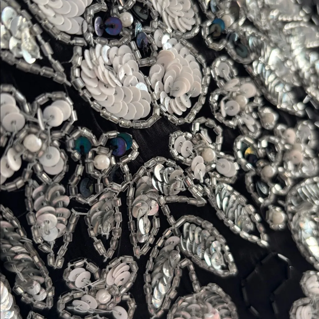 Ste'nay 1980s Black Silver Sequin Party Dress Black Tie Formal Sz 10 LBD Holiday - Image 6