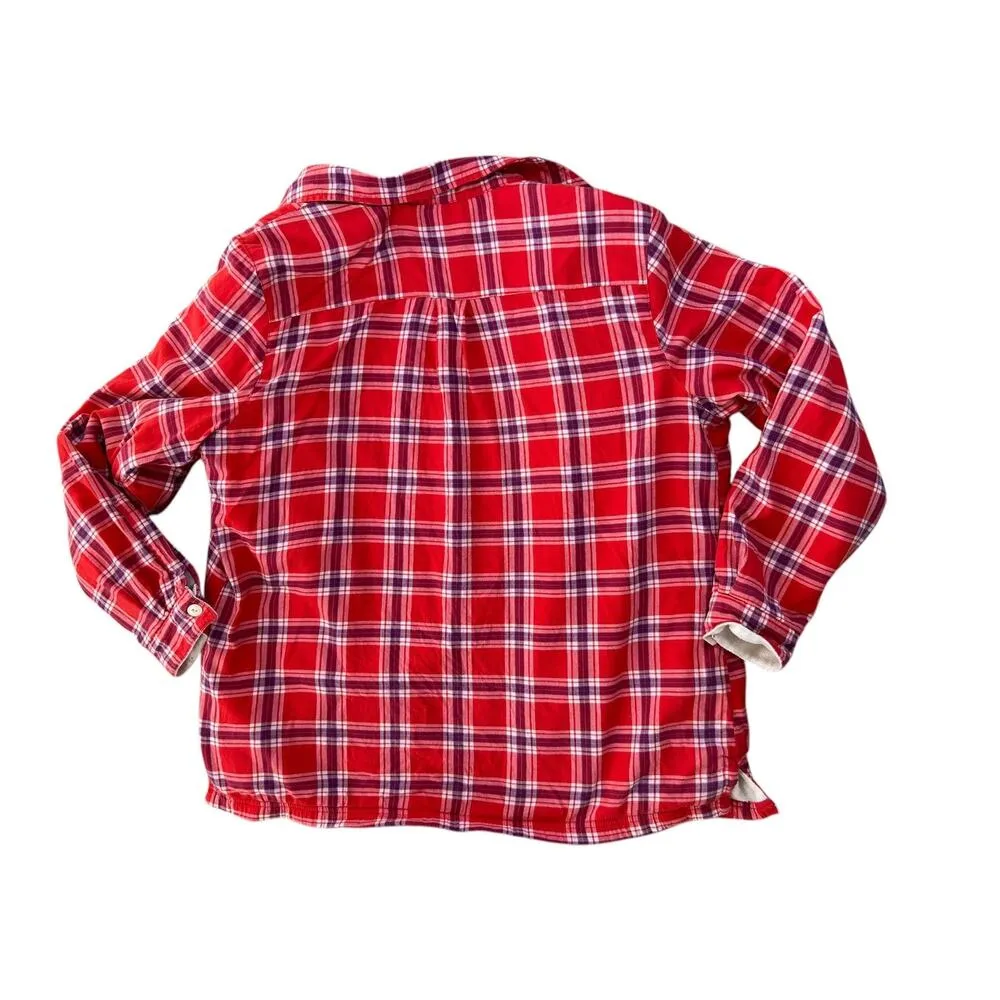 L.L. Bean Plaid Fleece Lined Flannel Shacket Red Blue Cabincore Chore Gorpcore L - Image 2