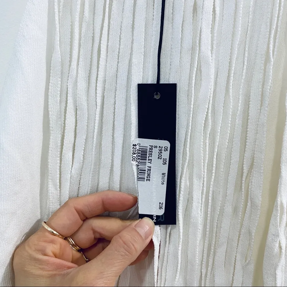 360 Sweater Italian Yarn fringe tank top NEW White - Image 4