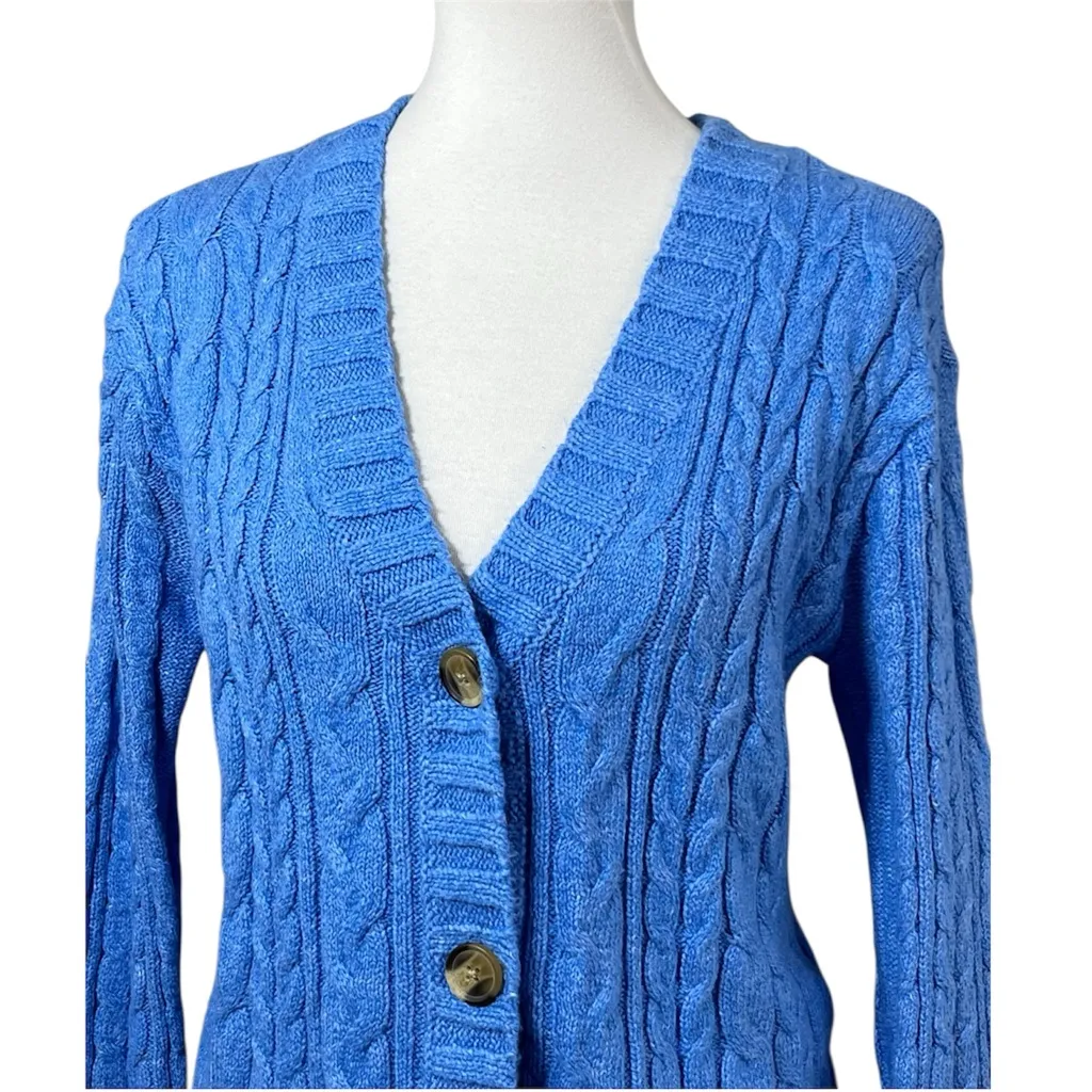 American Eagle Outfitters Blue Button-Up  Cable Knit Cropped Cardigan NWOT XS - Image 2