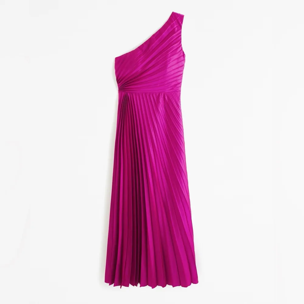 Abercrombie and Fitch Giselle Pleated One Shoulder Maxi Dress Small Bright Pink - Image 2