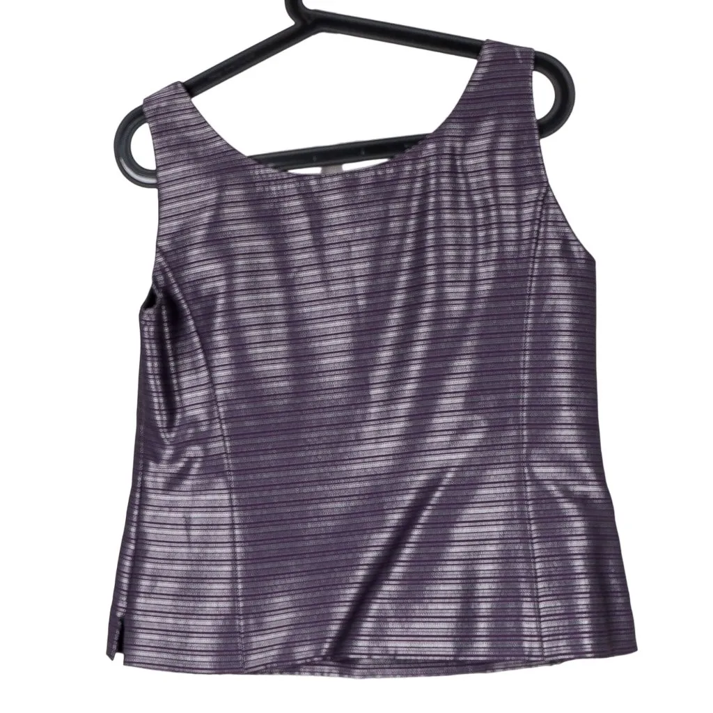 Kasper Blazer Jacket Tank Set 6 Women Purple Silver Striped Career Metallic - Image 9