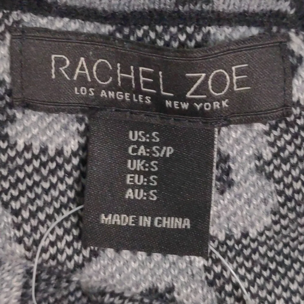 Rachel Zoe Womens Bomber Cardigan Sweater Gray Black Cotton Full Zip Mock Neck S - Image 6