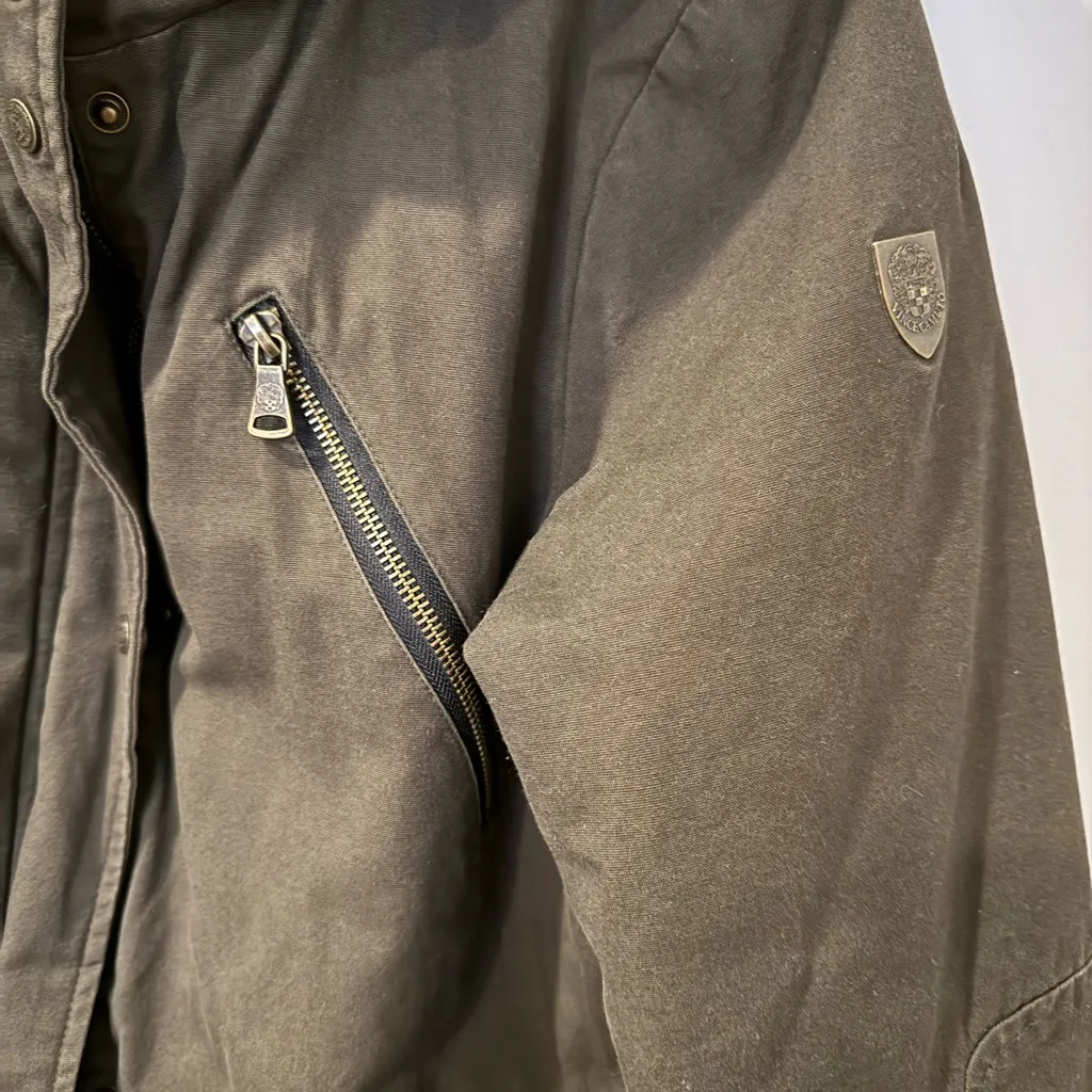 Vince Camuto Olive Contrast‎ Black Faux Fur Trimmed Hooded Parka Women's Size L Size L - Image 2