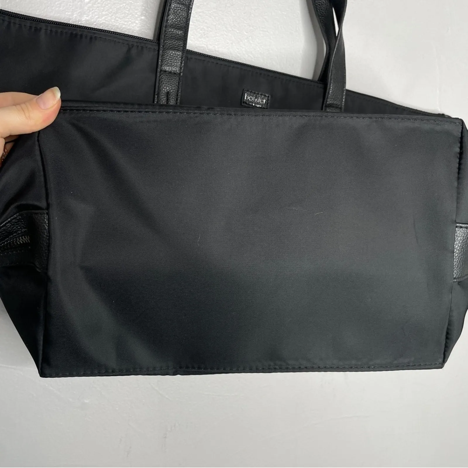 BOTKIER NEW YORK Black Zip Top Bag Purse Large Nylon Tote Handbag Basics Office - Image 5