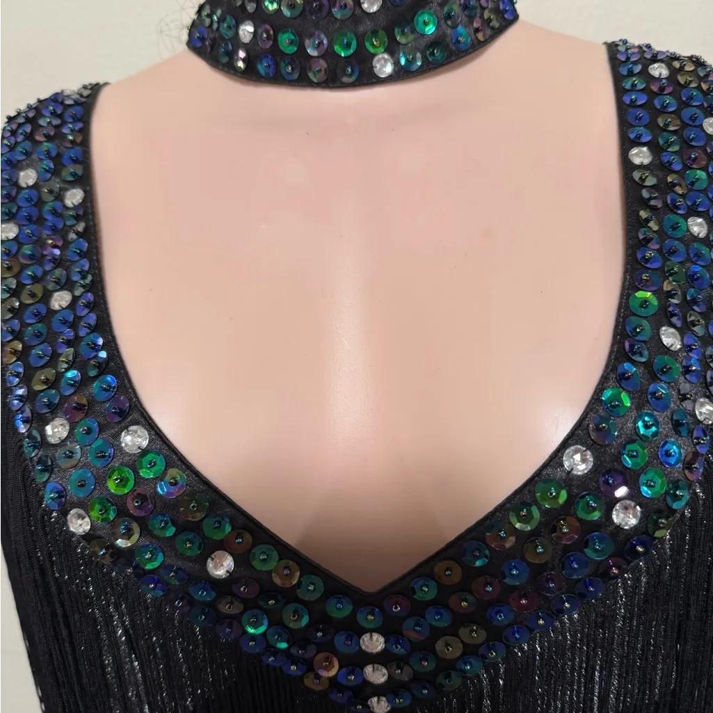 Flapper Costume woman dress size XL with accessories pictured halloween dress up Black - Image 5