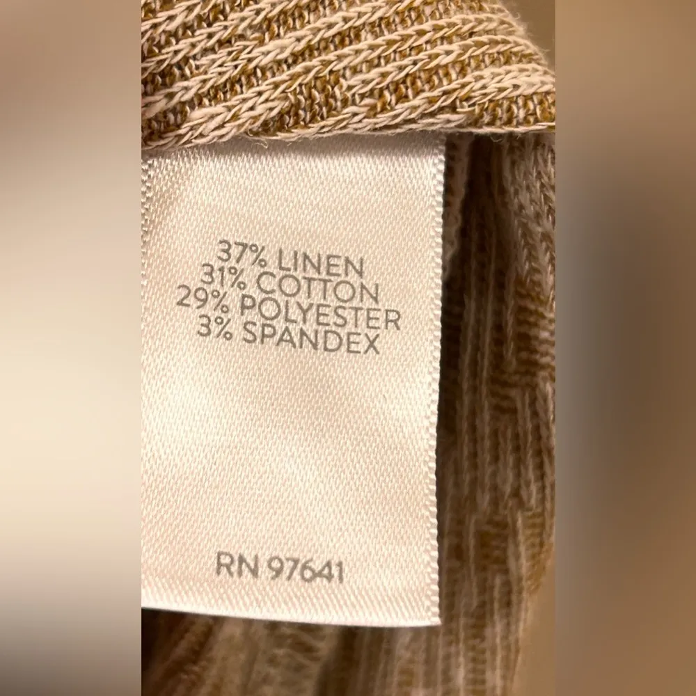 J JILL Pure Jill Beige Sweater Cardigan Linen Blend size L - Image 3