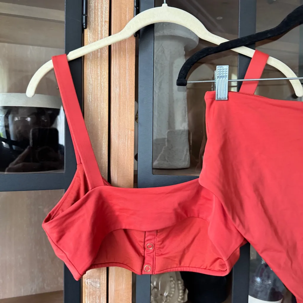 Andie Swim Bikini set The Snap scoop top high rise Bottom Eco Nylon Chili Pepper - Image 12
