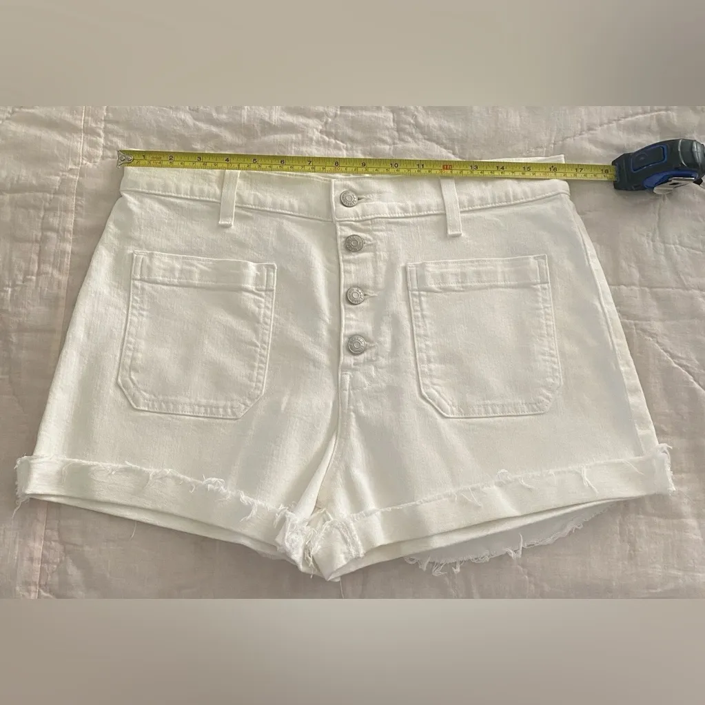 Madewell Womens White Light Wash High-Rise Denim Rolled Cuff Shorts Size 31 - Image 7
