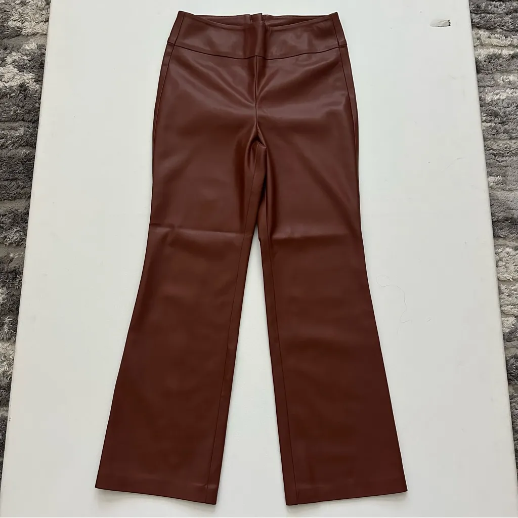 BlankNYC Vegan Leather Brown Flare Pants Size 27 - Image 3