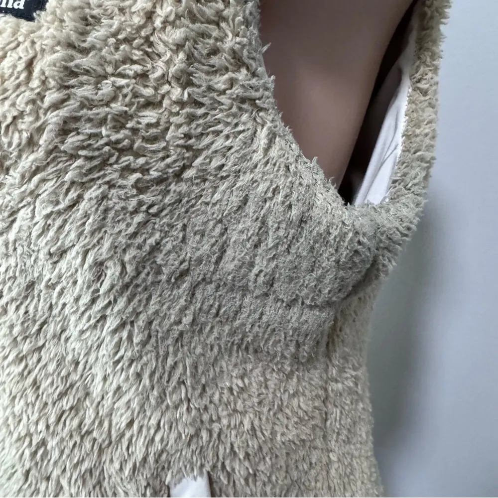 Patagonia Los Gatos Fuzzy Vest El Cap Khaki Sherpa Furry Medium - Image 7