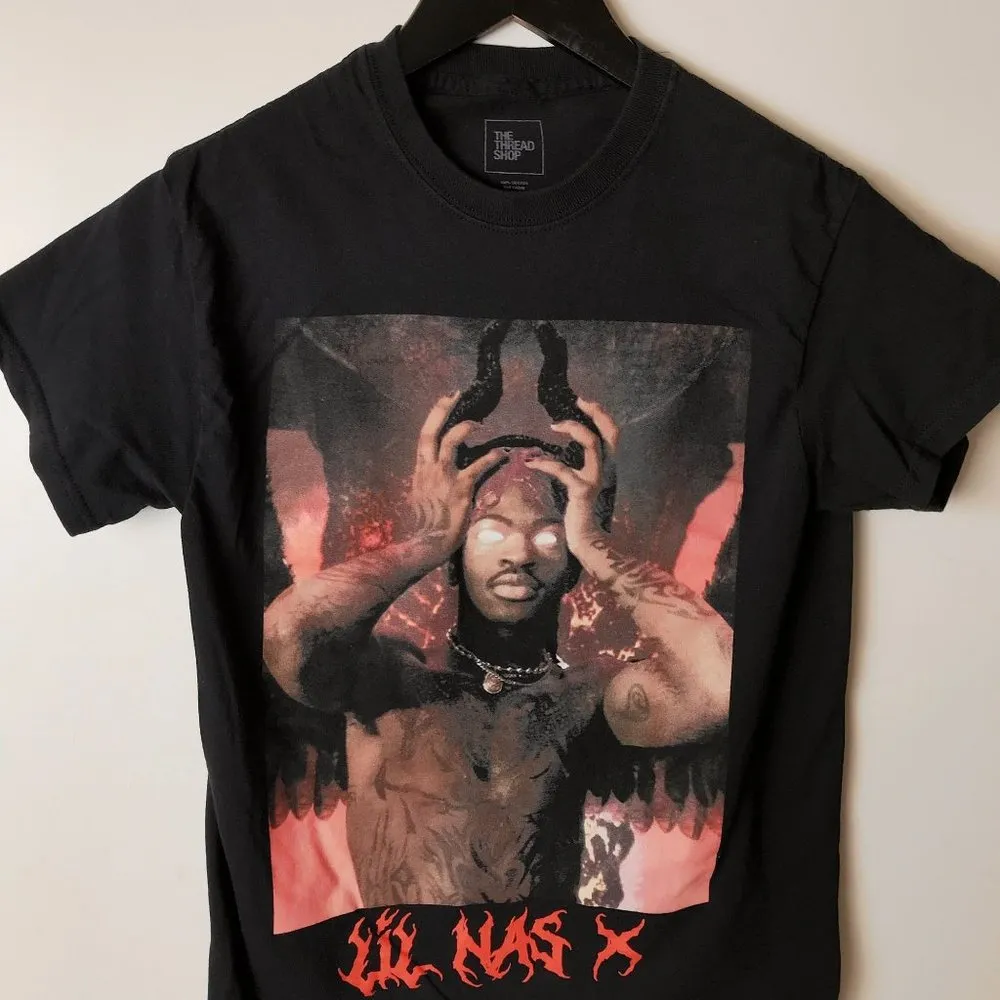 Lil Nas X Rap Tee T Shirt Black S Small American Rapper Music Graphic Tee Solid - Image 8