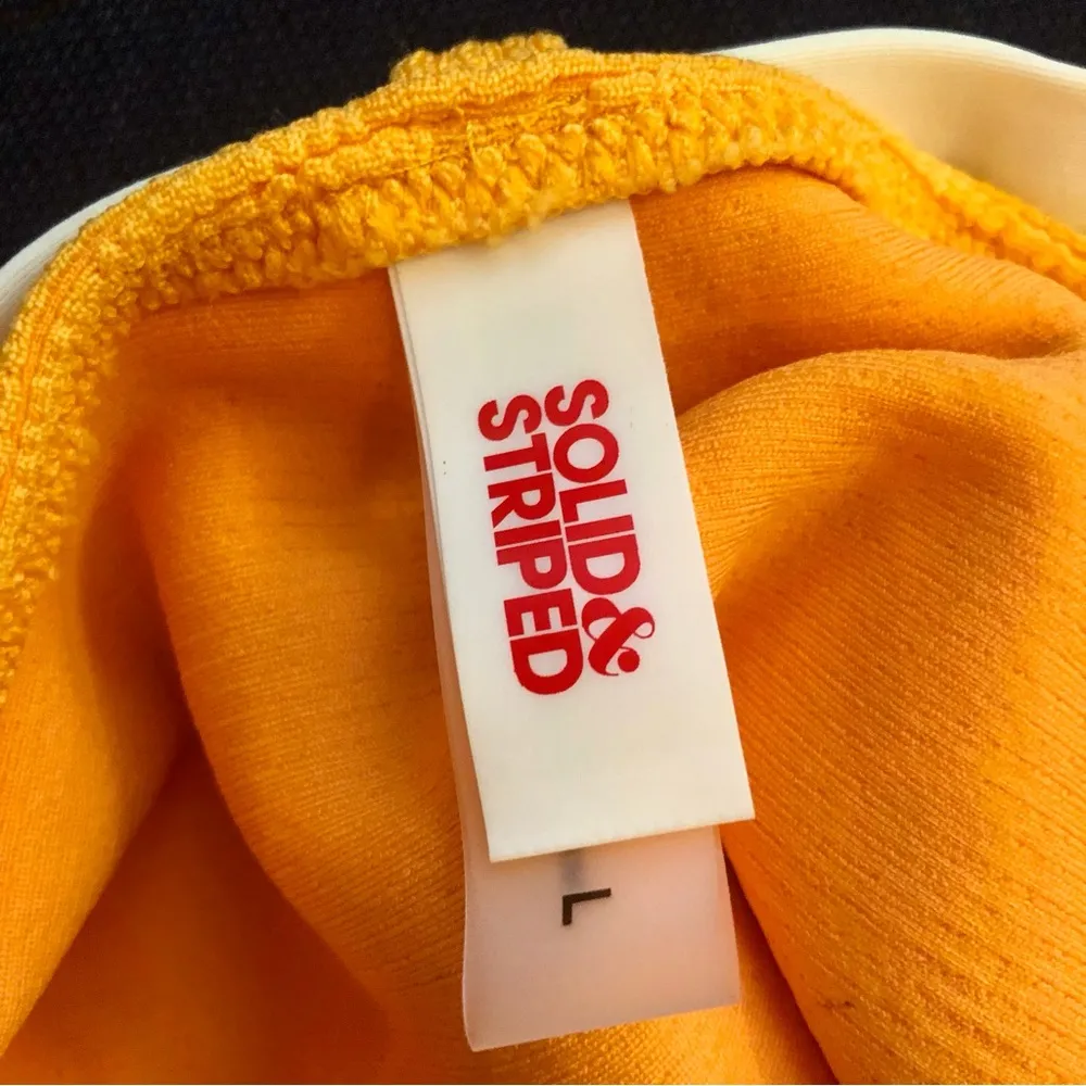 NWT Solid & Striped Rachel Bikini Bottom Belted White Contrast Mod Marigold Gold - Image 11