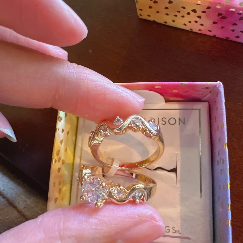 Emma Madison 18kt gold over sterling silver Wave diamonds Double Ring Sz 6.75 - Image 4