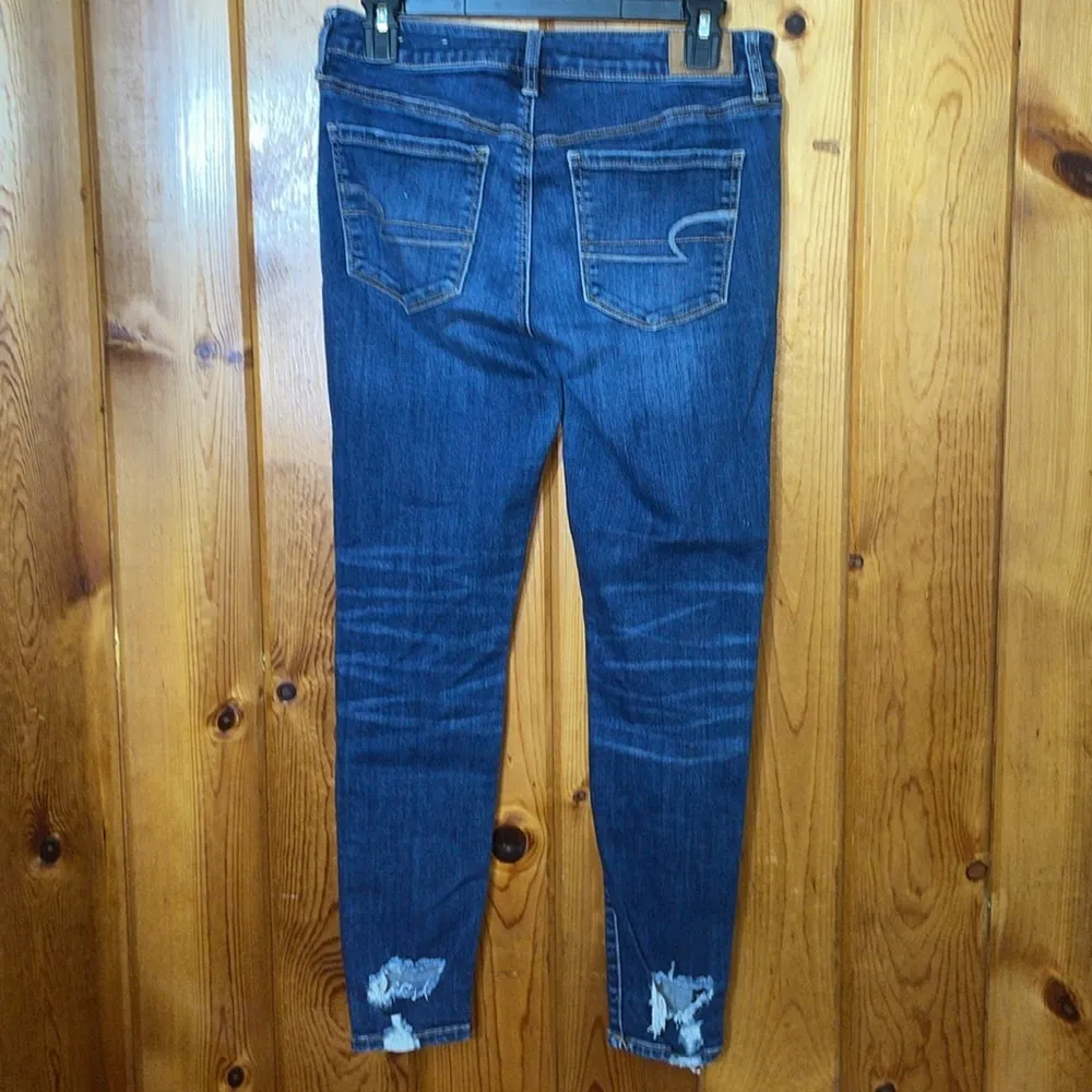 American Eagle outfitters super stretch X jeans high rise jeggings 8 distressed​ - Image 5