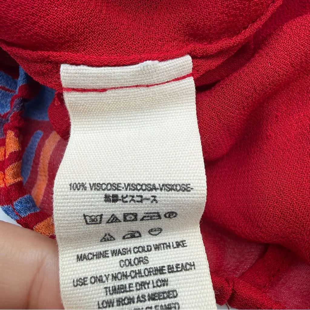 Free People Beneath The Sea Top size XS red sheer v neck kimono sleeves boho - Image 8