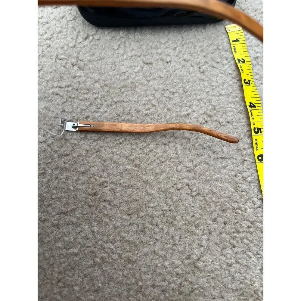 Vintage Perspective Frameless rectangle wooden arm eyeglasses frame Brown - Image 7