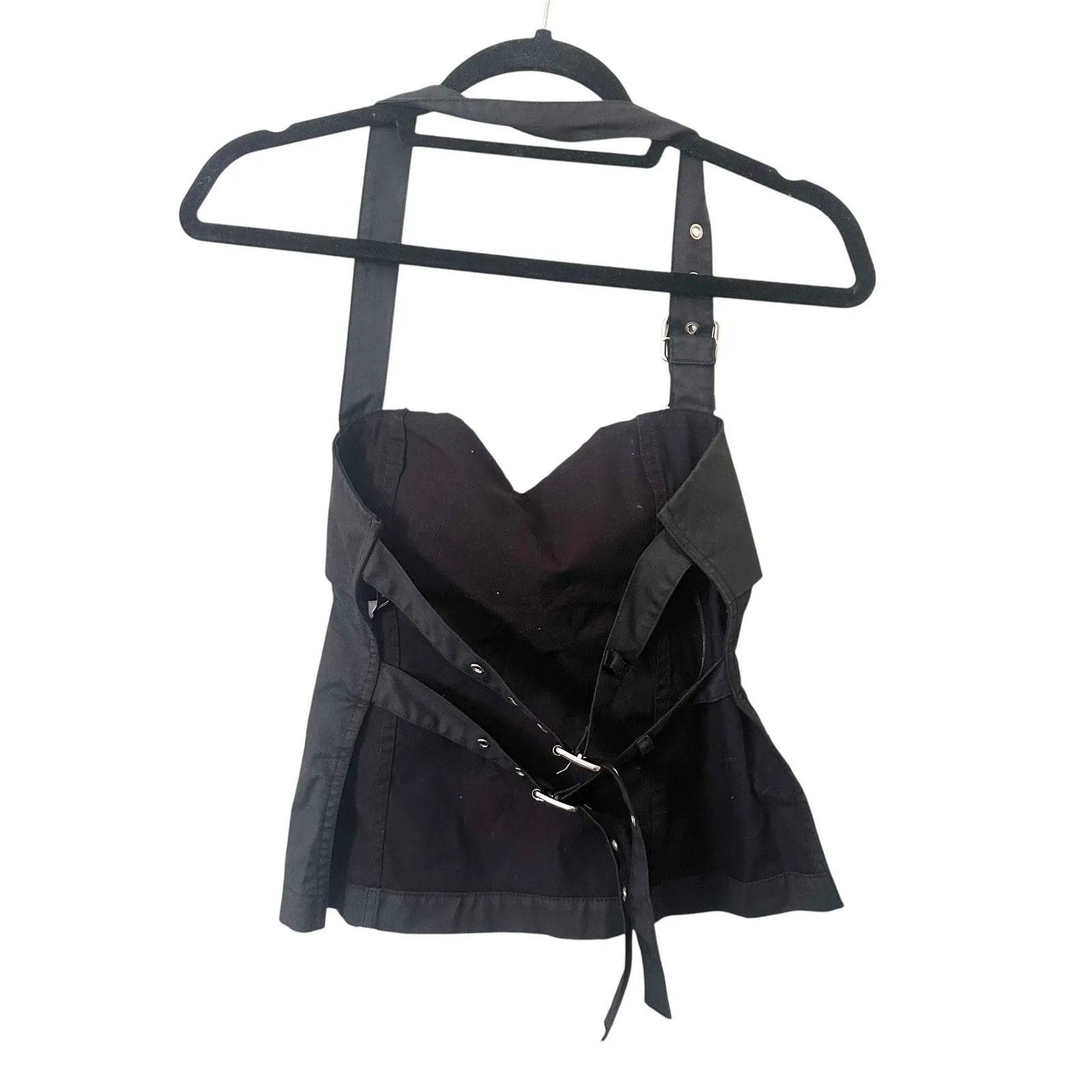 ZARA Buckled Halter Top Black Small - Image 4