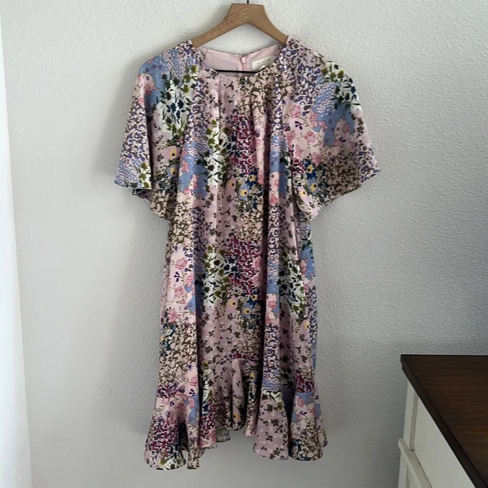 Ted Baker London Floral Flutter Hem Tea Party Dress Patchwork Print 4 - Image 2