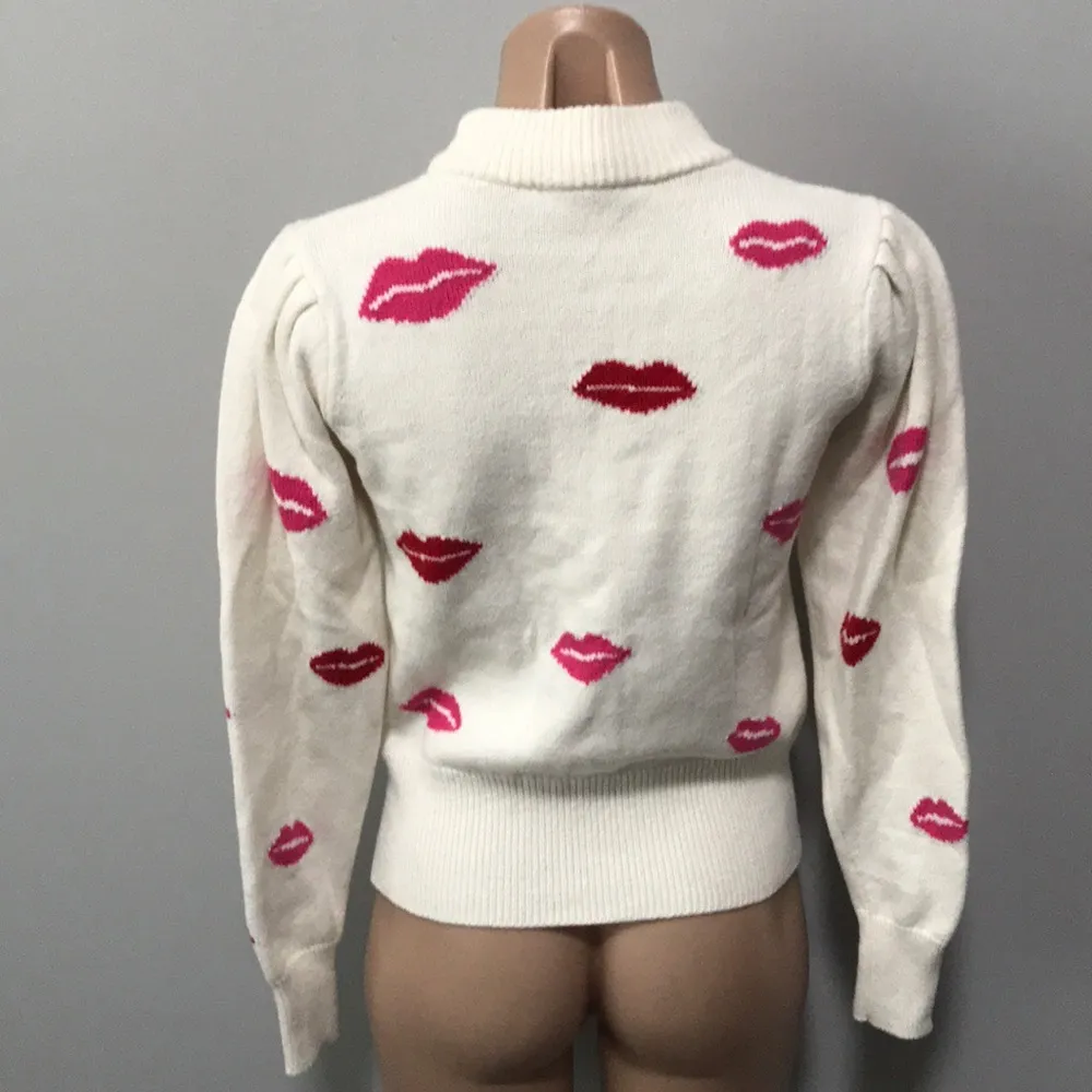 Kate Spade Lips Sweater Red Pink Valentine’s Day KISS Love - Image 6