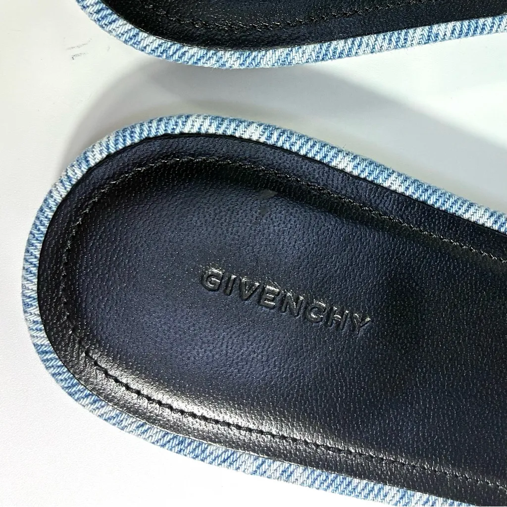 Givenchy 4G Flat Slide Sandals Denim Square Medium Blue Size 39 NEW BE306FE2BN - Image 13