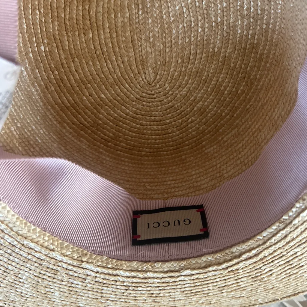 Gucci Straw Wide Brim Hat with Ribbon size M - Image 5