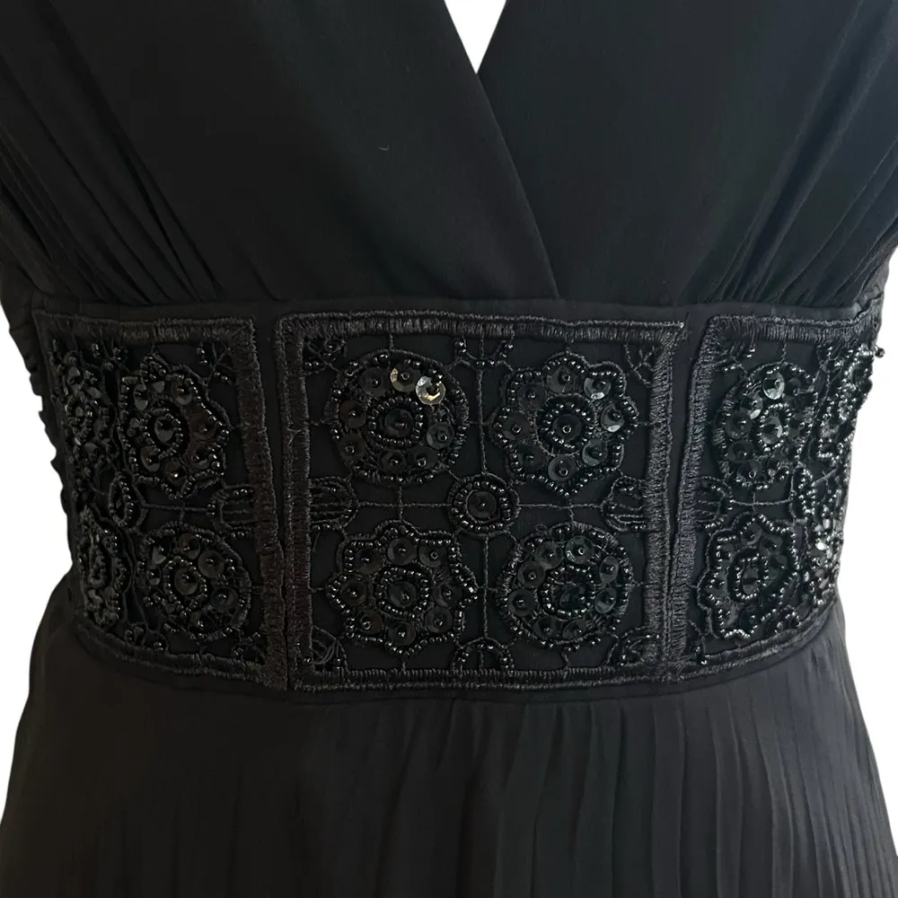 BCBG Paris Black Silk Beaded Sequin Dress Size 8 Whimsigoth Fairy Cocktail HOCO - Image 3