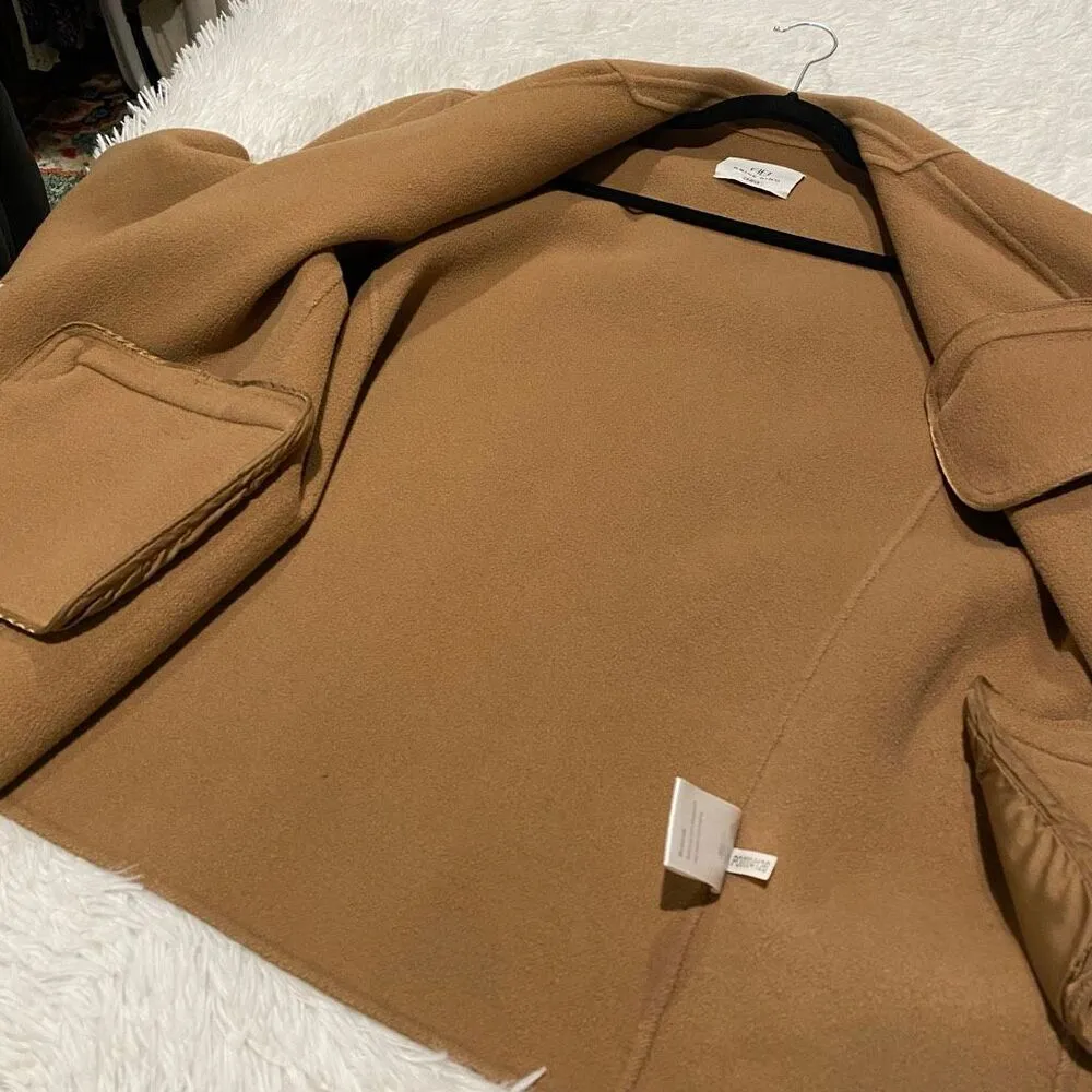 Anine Bing Quinn Wool Cashmere Button Down Blazer Jacket in Camel Tan Large - Image 8