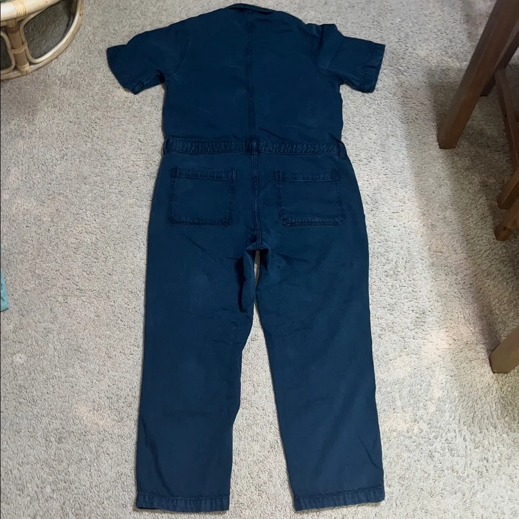 Everlane Slouch Summer Jean Short Sleeve Denim Utility Coverall Jumpsuit  Ink 14 - Image 5